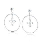 Cercei argint lungi cu cerc si floare DiAmanti Z1824ER-DIA